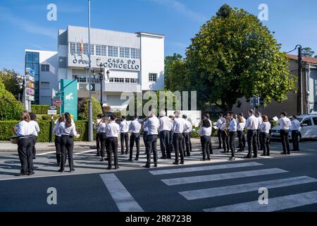 O Pedrouzo, O Pino Galicia, Spanien - 11. Juni 2023. Musiker bei der Feier des Corpus de Arca 2023 Stockfoto