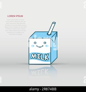 Süße Milch Symbol im flachen Stil. Milchshake Vector Illustration auf weißem Hintergrund isoliert. Cartoon lustig Container Business Konzept. Stock Vektor