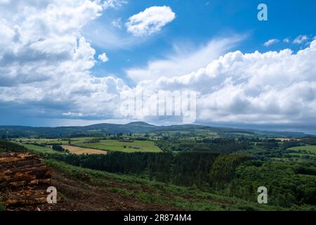 Blick auf die Berge am Horizont in Asturien, Spanien. Stockfoto