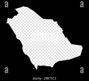 Schablonenkarte Saudi-Arabiens. Einfache und minimal transparente Karte von Saudi-Arabien. Schwarzes Rechteck mit ländlicher Form. Stilvolle Vektorbeispiele Stock Vektor