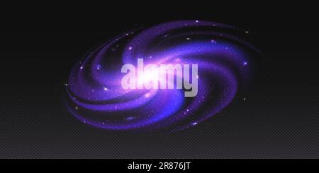 Nebel-transparenter Vektor-Galaxie-Sternvektor-Hintergrund. Spiralförmiges, milchiges, abstraktes kosmisches Licht im galaktischen System. Realistische andromeda leuchtet schwarz Stock Vektor