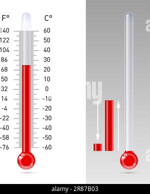 Abbildung: Thermometer mit Fahrenheit- und Celsius-Skala Stock Vektor