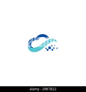Cloud Tech Logo einfach. Design Des Technologie-Logos Stock Vektor