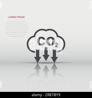 Co2-Symbol im flachen Stil. Emission Vector Illustration auf weißem Hintergrund isoliert. Zur Reduzierung der Geschäftsidee. Stock Vektor