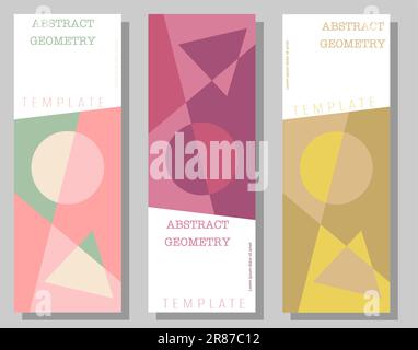 Ein Set abstrakter geometrischer Konstruktionslayouts. Die Idee für Titelseiten, Cover, Bücher, Broschüren, Flyer, Poster, Broschüren. Schablone für Innen- und d Stock Vektor