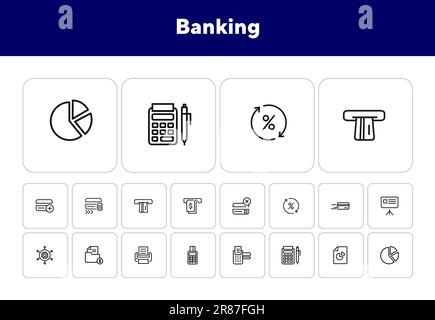 Symbolgruppe für Bankverbindung Stock Vektor