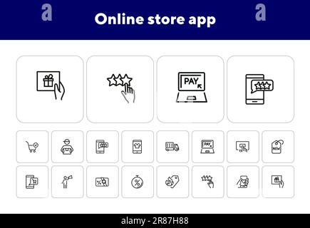 Symbolsatz für Online-Store-Apps Stock Vektor