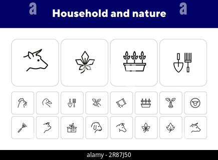 Haushalts- und Natursymbole Stock Vektor