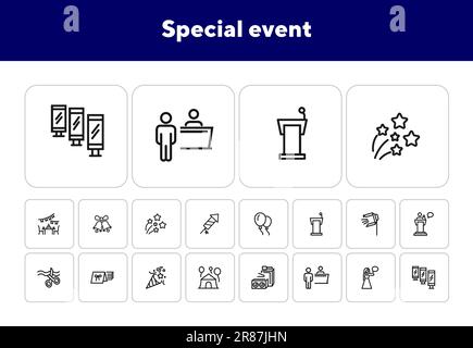 Symbolsatz für spezielle Ereigniszeilen Stock Vektor