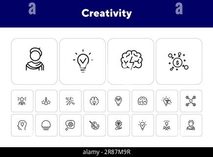 Symbolgruppe für Kreativitätslinien Stock Vektor