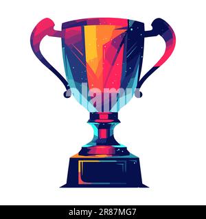 Farbenfrohe Trophäen-Vektordarstellung im Cartoon-Stil, isoliert auf weißem Hintergrund. Stock Vektor