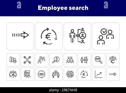 Symbole für die Mitarbeitersuche Stock Vektor