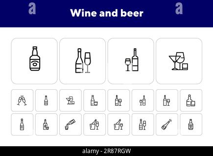 Symbolset für Wein und Bier Stock Vektor