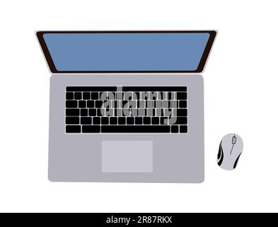 Draufsicht eines modernen Laptops, Vektor isoliert Stock Vektor