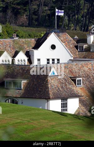 Dotcom Mansion. Der Wohnsitz von Kim Dotcom, der wegen einer US-amerikanischen Untersuchung wegen Urheberrechtsverletzung verhaftet wurde, Coatesville, Auckland, Neuseeland, Montag, 23. Januar 2012. Stockfoto