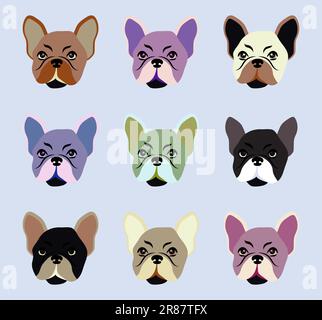 Französische Bulldog-Gesichtsvektor-Illustration. Design-Element, Symbol, Logo Zum Thema Haustiere Stock Vektor