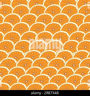 Orange Slices Pattern (Orangefarbenes Schicht Zitrus-Darstellungselement Für Hintergrunddesign Stock Vektor