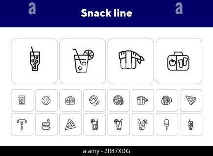 Symbole für Snack-Linien Stock Vektor