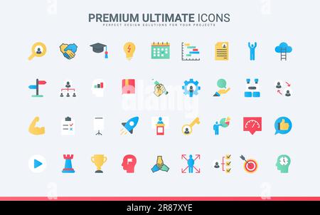 Karriereentwicklung, Workshop-Organisation und -Beratung, Beratung, Bewertung und Kommunikation mit dem Lehrer. Mentoring, Training für Geschäftsteams trendige flache Symbole setzen Vektorillustration Stock Vektor