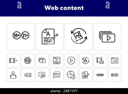 Symbolgruppe für Web-Content-Zeilen Stock Vektor