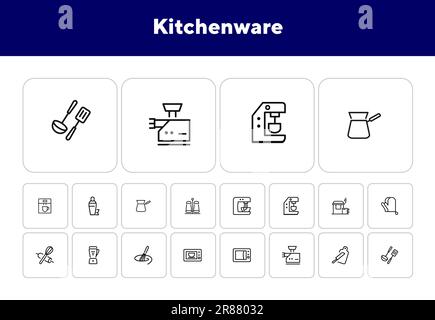 Symbolsatz Küchenutensilien Stock Vektor