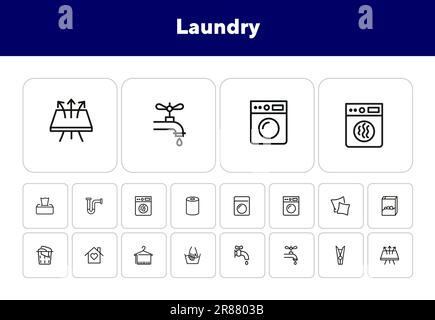 Symbolsatz Wäscheleine Stock Vektor
