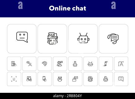 Symbolgruppe für Online-Chat-Leitungen Stock Vektor