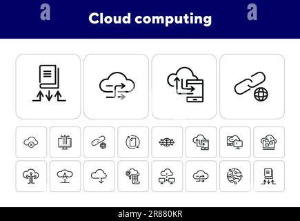 Symbolgruppe für Cloud-Computing-Linien Stock Vektor