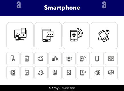 Symbolsatz der Smartphone-Leitung Stock Vektor