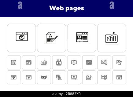 Symbolgruppe für Webseiten-Zeilen Stock Vektor