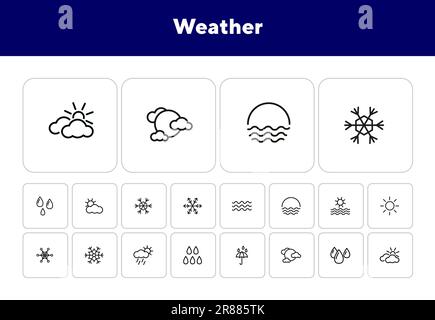 Symbolsatz Wetterlinie Stock Vektor
