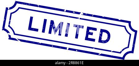 Grunge Blue Limited Word Gummidichtung auf weißem Hintergrund Stock Vektor