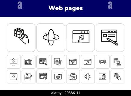Symbolgruppe für Webseiten-Zeilen Stock Vektor