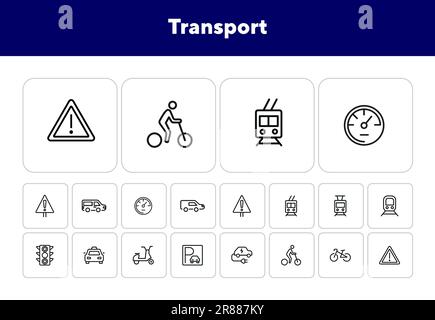 Symbolgruppe für Transportlinie Stock Vektor