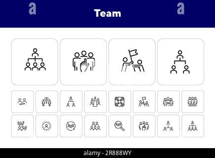 Symbolgruppe für Teamlinien Stock Vektor