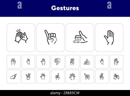 Symbolgruppe mit Gesten-Linien Stock Vektor