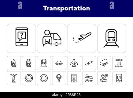 Symbolgruppe für Transportposition Stock Vektor