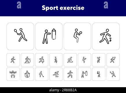 Symbolsatz für Sportübungslinien Stock Vektor