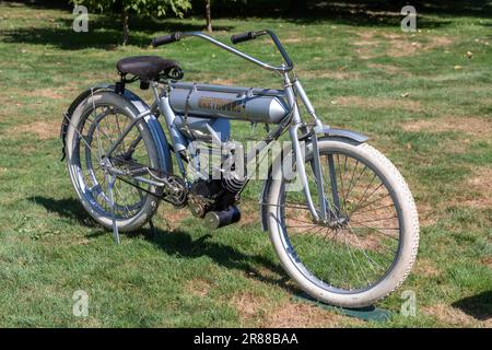 Grosse Pointe Shores, Michigan, das 1909 Greyhound-Motorrad bei der Eyes on Design Auto Show Stockfoto