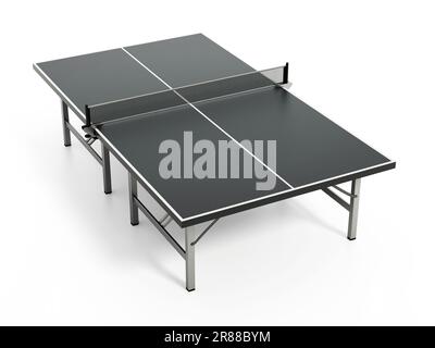 Tischtennisplatte isoliert auf weißem Hintergrund. 3D Abbildung. Stockfoto
