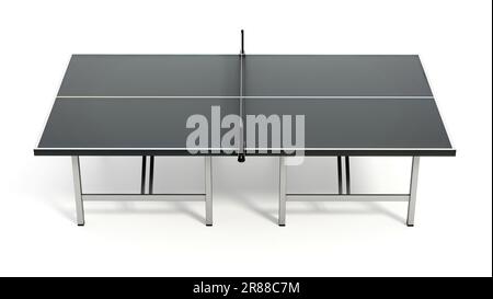 Tischtennisplatte isoliert auf weißem Hintergrund. 3D Abbildung. Stockfoto