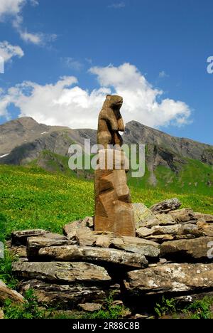 Marmot-Skulptur, Grindelwald, Berner Oberland, Schweiz Stockfoto