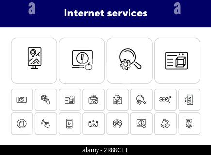 Symbolgruppe für Internet-Dienste Stock Vektor