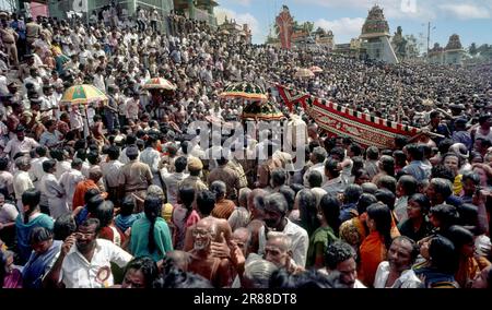 Bewässerung von Brahmma theertham (Sakrawasser) während des Mahamakham Festivals in Kumbakonam, Tamil Nadu, Indien, Asien Stockfoto