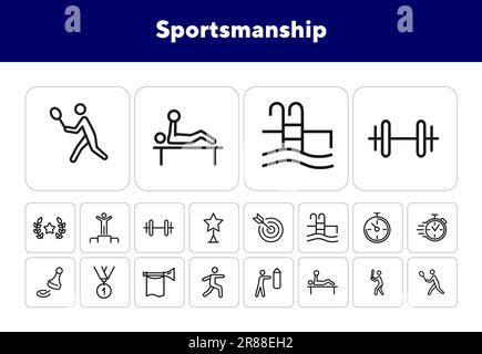 Symbolsatz für Sportsmanship-Linien Stock Vektor