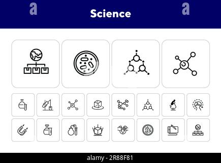 Symbolsatz für wissenschaftliche Linien Stock Vektor