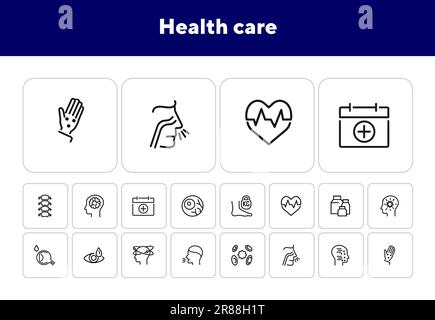 Symbolsatz für Gesundheitslinie Stock Vektor