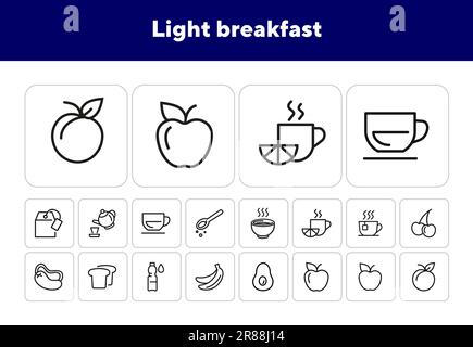 Symbolset für leichtes Frühstück Stock Vektor
