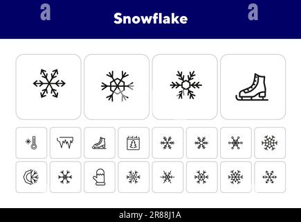 Symbolsatz für Schneeflockenlinie Stock Vektor