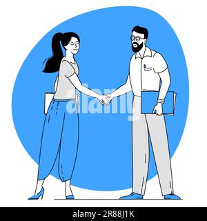 Handschlag-Manager bei der Bürobesprechung. Stock Vektor